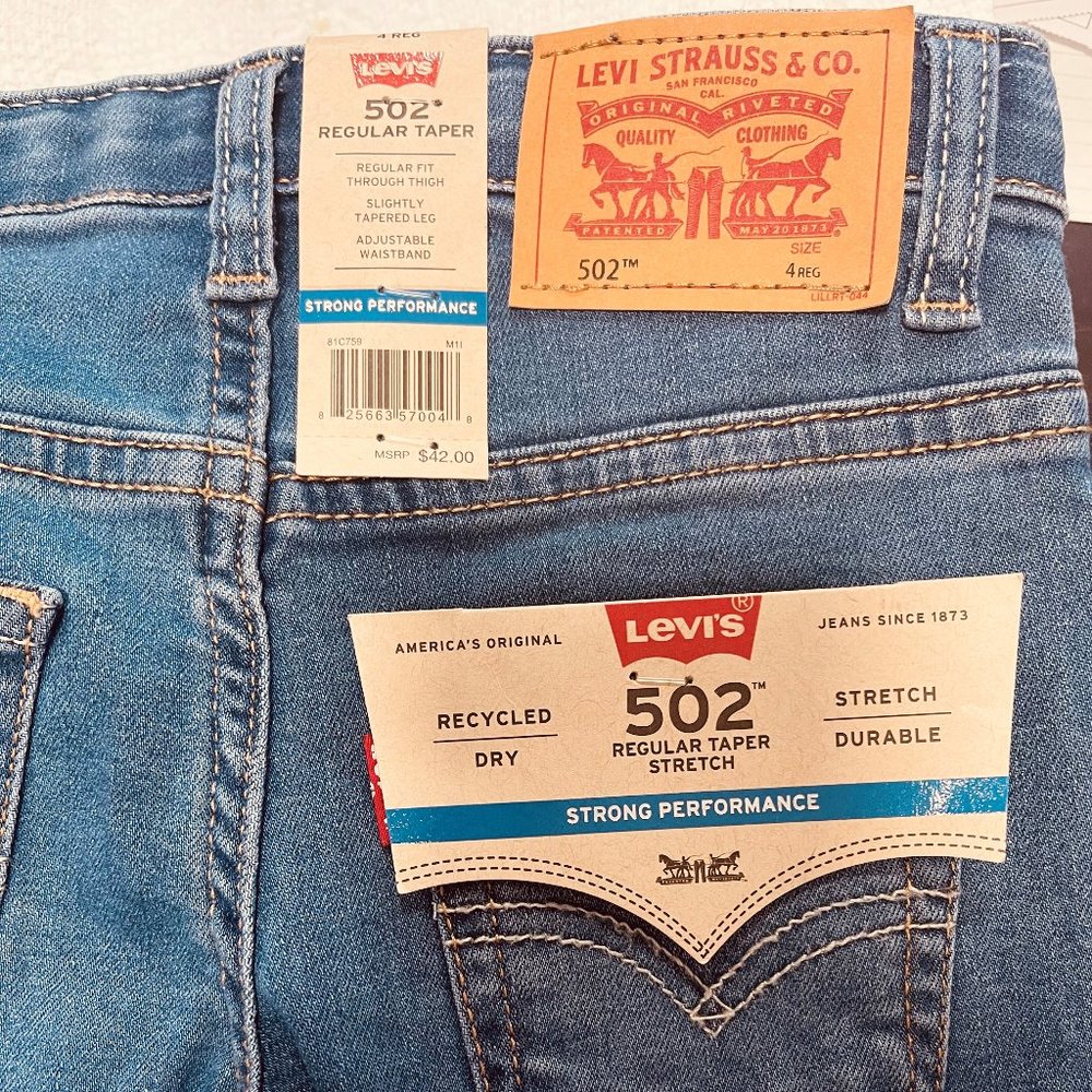 NWT Little Boys Levi's 502 Regular Taper Stretch Blue Jeans Size 4